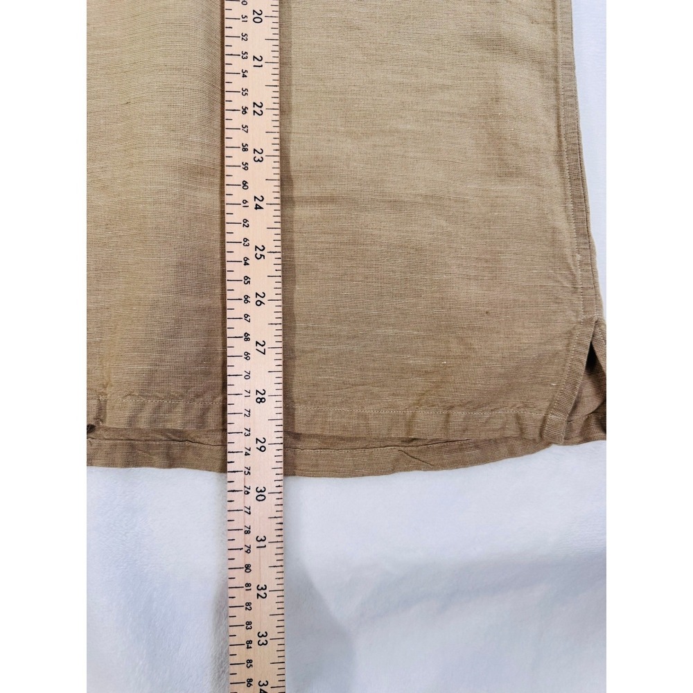Nautica Men's Tan Linen & Rayon Blend Short Sleeve Button Down Shirt Size M - Picture 5 of 9